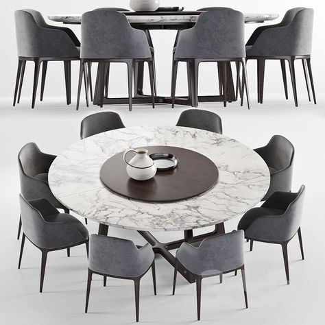 Poliform Grace chair & Concorde Round table Marble Dinner Table, Dining Room Accent Chairs, Dinner Table Ideas, Round Dining Room Sets, Round Table Decor, Round Marble Dining Table, Dining Room Accents, Marble Top Dining Table, Round Dining Room Table