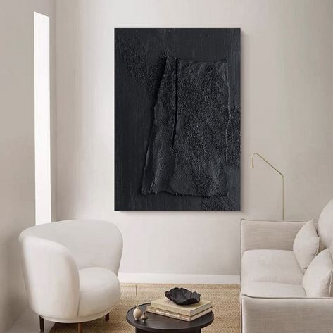 Abstract Textured Art, Contemporary Canvas Art, Horizontal Painting, Wabi Sabi Wall, Wabi Sabi Wall Art, Plaster Wall Art, Contemporary Canvas, Black Wall Art, Textured Canvas Art