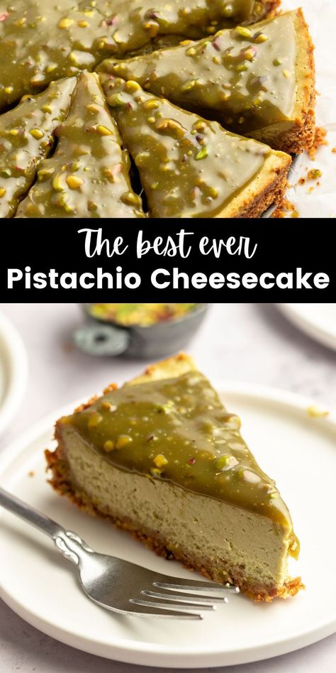 Unique Delicious Recipes, Italian Pistachio Cheesecake, Luscious Lemon Lime Cherry Pistachio Cheesecake, Pistachio Cream Cheesecake, Cheesecake Recipes Pistachio, Vegan Pistachio Cheesecake, White Chocolate Pistachio Cheesecake, Pistachio Creme Recipes, Pistachio White Chocolate Cheesecake