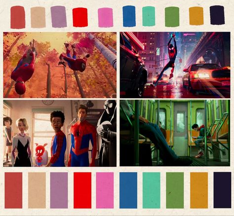 Vibrant graphic neon color pallete for the animated comicbook movie Spider-ManInto the Spider-Verse marvel spiderman intothespiderverse color colour graphic cinematography animation animated Color Schemes Illustration, Spiderman Colour Palette, Spiderman Color Pallete, Spiderverse Colour Palette, Spider Color Palette, Spiderman Across The Spider Verse Cinematography, Spiderman Across The Spider Verse Color Palette, Into The Spiderverse Color Palette, Spider Verse Color Palette