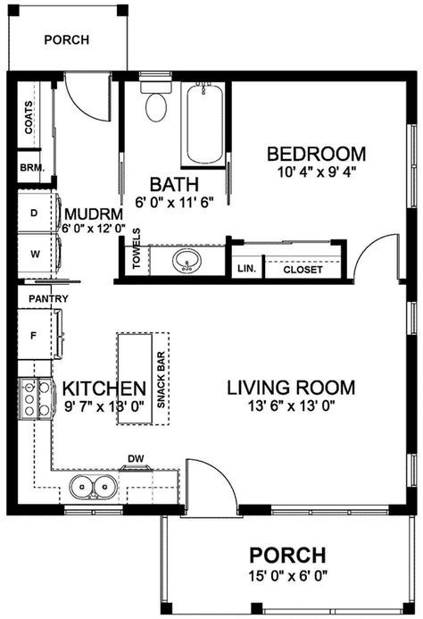 1 Bedroom House Plans, One Bedroom House, Bungalow Style House, 1 Bedroom House, Bungalow Style House Plans, Cottage Floor Plans, A Small House, Small House Floor Plans, Casas The Sims 4