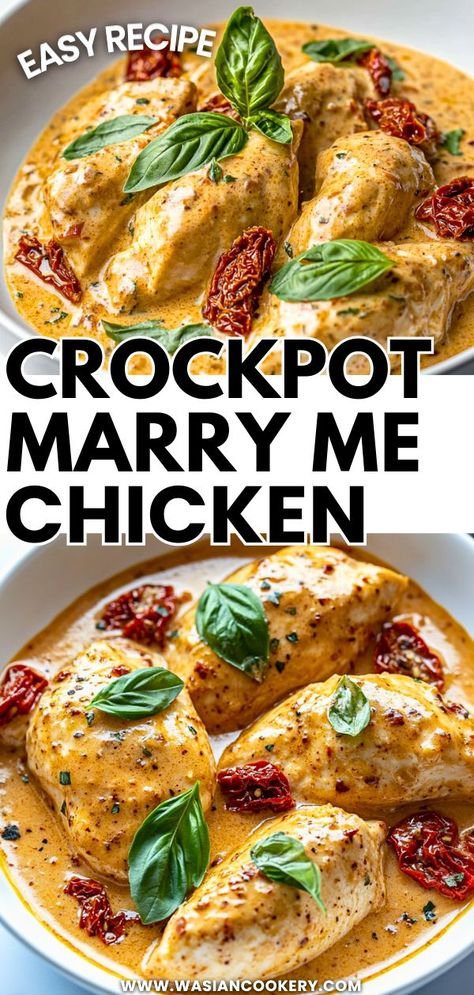 Crockpot Marry Me Chicken in a rich sauce, perfect for easy, comforting dinners. Crockpot Marry Me Chicken, Crockpot Holiday Recipes, Crockpot Chicken Recipe, Marry Me Chicken Recipe, Cooking Recipes For Dinner, Crockpot Meal, Chicken Crockpot Recipes Easy, Marry Me Chicken, Cooked Chicken Recipes