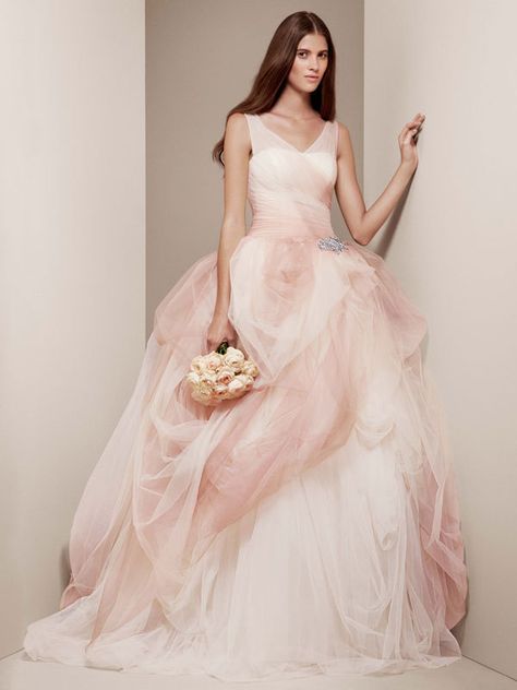 White by Vera Wang Style VW351157 Vera Wang Wedding Gowns, Vera Wang Wedding, Blush Wedding Dress, Tulle Balls, Ombre Wedding, Wedding Dresses Vera Wang, White By Vera Wang, Pink Wedding Dress, Pink Wedding Dresses