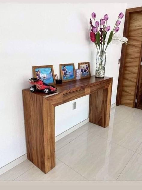 Minimalist Wood Furniture, Flat Interior Design, Console Table Styling, Tv Room Design, Wooden Console Table, Pooja Room Design, Fancy Houses, Living Room Ceiling, Living Room Decor Apartment