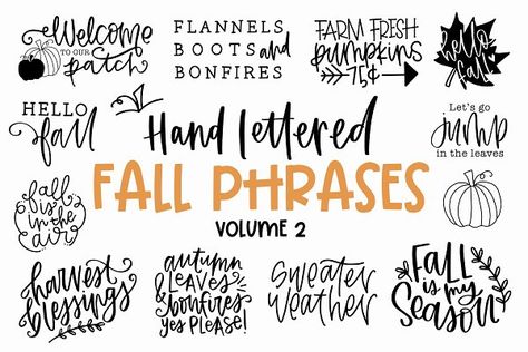 Fall Phrases Symbol Font Volume 2 by DansieDesign Fall Phrases, Fall Fonts, Stationary Art, Ttf Fonts, Halloween Fonts, Hand Painted Wood Sign, Autumn Quotes, Painted Wood Signs, Fall Family Photos