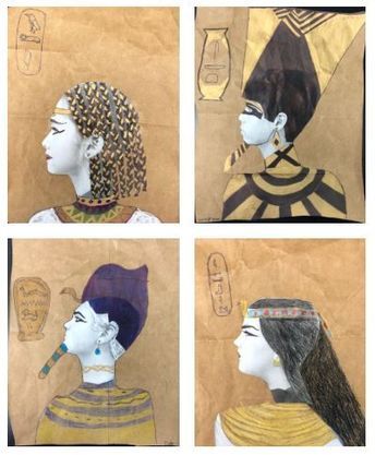 Portrait Art Lesson, Egyptian Portrait, Ancient Egypt Crafts, Egyptian Crafts, Egypt Crafts, Egypt Project, Starověký Egypt, High School Art Projects, Middle School Art Projects