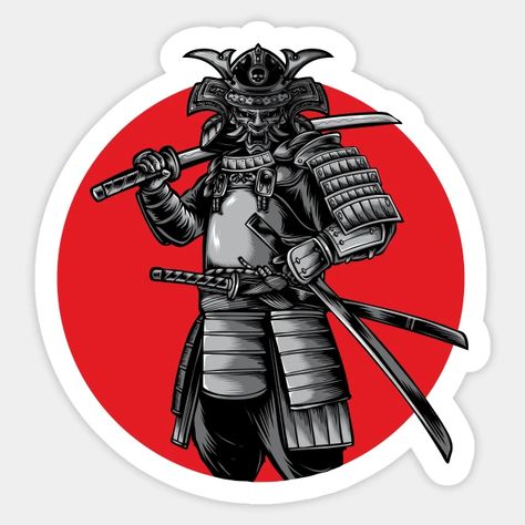 Japanese Samurai Warrior - Samurai - Sticker | TeePublic Biker Logo Design, Oni Samurai, Japan Samurai, Car Sticker Design, Boys Posters, Playing Cards Art, Band Stickers, Vinyl Sticker Design, Car Window Stickers