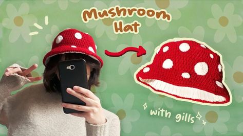 Free Crochet Bucket Hat Patterns, Free Crochet Mushroom, Free Crochet Bucket Hat, Bucket Hat Patterns, Mushroom Bucket Hat, Mushroom Patterns, Bucket Hat Pattern, Mushroom Hat, Crochet Mushroom