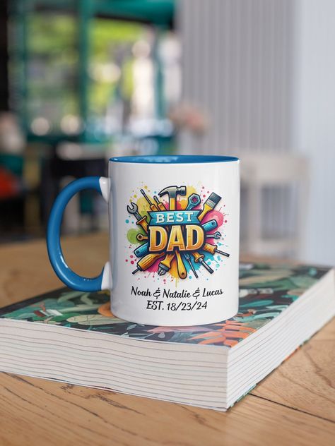 Custom Best Dad Mug, Kids Names And Year Of Birth, Dad Gift Idea, Custom Fathers Day Mug, Best Dad Ever, World's Best Dad, Custom Dad Mug by KKDesignAnExperience on Etsy Fathers Day Mug Ideas, Best Dad Mug, Mug Ideas, Custom Coffee Cups, Fathers Day Mugs, Kids Names, Best Dad Ever, Custom Coffee, Dad Mug