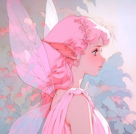 Fairy Pfp, Faerie Aesthetic, Pink Drawing, Girl With Pink Hair, Fairy Drawings, Fairy Wallpaper, Dnd Dragons, Cartoon Cow, Pink Fairy