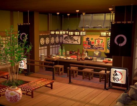 Happy Home Restaurant, Acnh Hhp Japanese House, Acnh Design Codes Japanese, Acnh Zucker House Ideas, Acnh Japanese House Interior, Japan Acnh Island, Animal Crossing Japanese Restaurant, Acnh Japanese Restaurant, Acnh Japanese Room