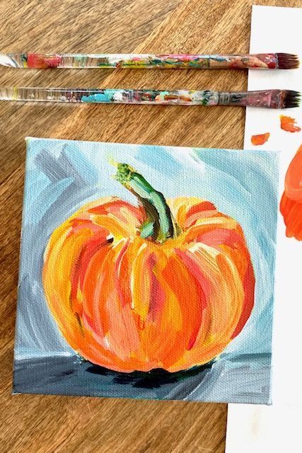 Learn how to paint a cute little pumpkin step by step. This is a beginner friendly painting tutorial by artist Elle Byers. Paint A Pumpkin On Canvas, Easy Painting Tutorials, Pumpkin Canvas Painting, Paint A Pumpkin, Acylic Painting, Fall Painting Ideas, Canvas Easy Painting, Canvas With Acrylic Paint, Step By Step Acrylic Painting