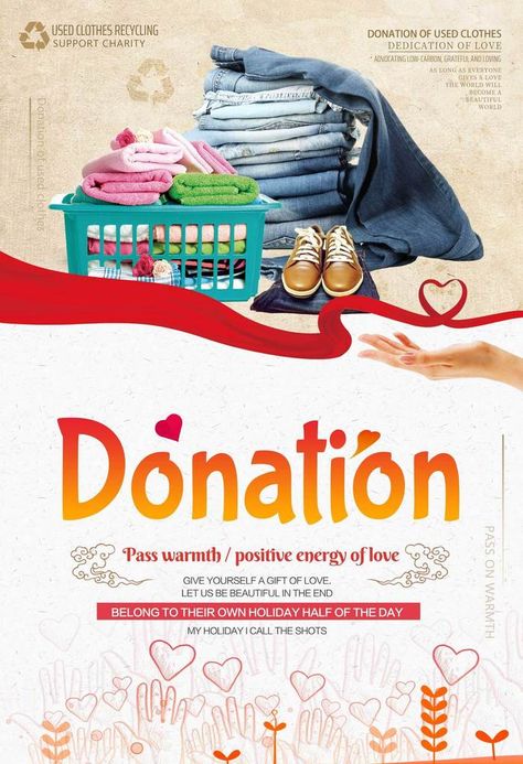 Concise And Creative Used Clothes Recycling Old Love Charity Donation Poster#pikbest#Templates#Poster#Others Charity Donation Poster Design, Clothes Donation Poster, Donate Clothes Poster, Donations Poster, Donation Poster Charity, Charity Poster Design Ideas, Charity Poster Design, Donation Poster Design, Donation Poster