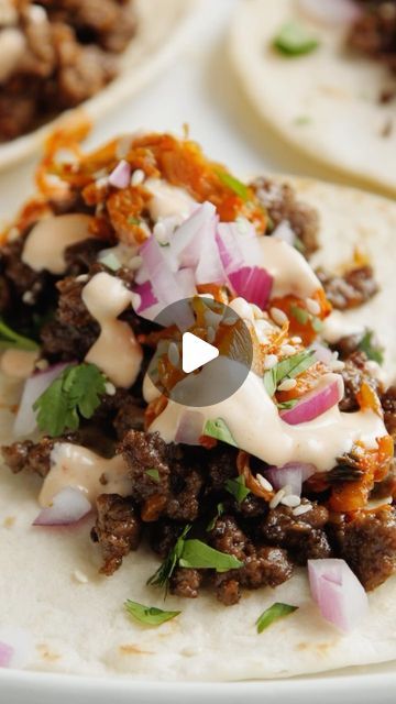 DAMN DELICIOUS on Instagram: "Korean beef tacos for TACO TUESDAY! 🌮   Filled with everyone’s favorite Korean beef, caramelized kimchi and Sriracha mayo!  LINK IN BIO.  https://damndelicious.net/2018/10/12/korean-beef-tacos/" Sides For Korean Tacos, Korean Tacos Ground Beef, Korean Beef Street Tacos, Korean Bbq Pork Tacos, Damn Delicious Korean Beef Bowl, Korean Beef Tacos With Kimchi, Korean Bbq Tacos, Asian Tacos, Korean Beef Tacos