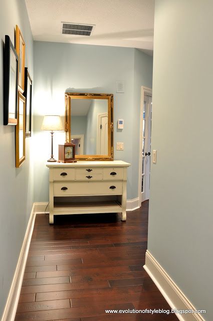 Guest Color Palette {Jenny from Evolution of Style}..The Creativity Exchange Benjamin Moore Palladian Blue, Creepy Shadow, Blue Benjamin Moore, Palladian Blue Benjamin Moore, Palladian Blue, Paint Colors Benjamin Moore, Favorite Paint Colors, Interior Paint Colors, Diy Home Projects