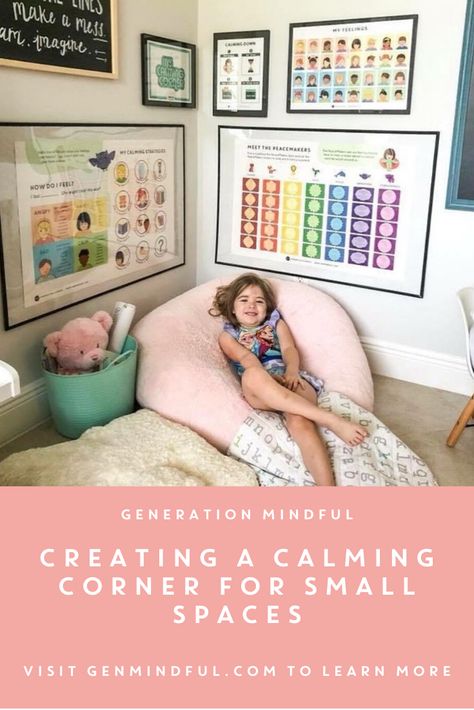 Small Space Calming Corner, Calming Corner Bedroom, Calm Corner Bedroom, At Home Calm Down Corner, Calming Corner Small Space, Relaxation Corner Ideas, Cool Down Corner Home, Calming Corner Ideas For Home, School Corner At Home