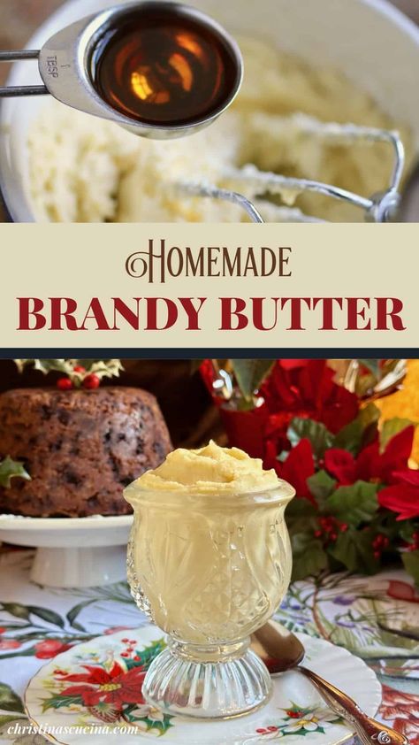 Brandy butter is a traditional accompaniment to Christmas pudding in the UK, and it's so simple to make, you probably won't believe it! Steamed Christmas Pudding, Brandy Butter Recipe, Slow Roast Beef, Brandy Cream Sauce, Brandy Butter, Hard Sauce, Flavored Butter Recipes, Great British Food, Xmas Pudding