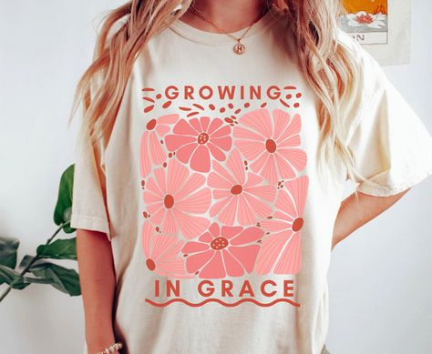 Grow In Grace, Jesus Shirts, Jesus Loves You, White Tank, White Tank Top, Christian Clothing, Christian Shirts, Christian Gifts, All The Colors