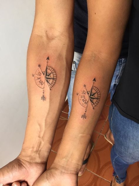 50 Unique Couple Tattoo Ideas For Expression of Love Love Couples Tattoos, Most Unique Couple Tattoos, Travel Couple Tattoo Ideas, Matching Tattoos For Partners, King Queen Matching Tattoos, Tattoo For Marriage, Couples Forearm Tattoos, Couples Adventure Tattoos, Man Tattoo For Wife