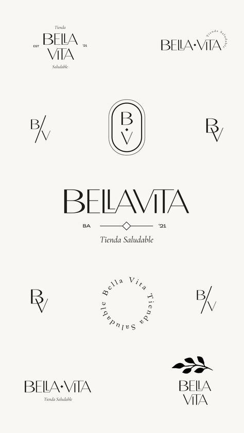 Logo Collection | Branding Identity for Bella Vita, a passion proyect for a natural food shop based at Palermo, Buenos Aires. Packed with a elegant and sophisticated mood, they offer a wide range of national and imported high-end gourmet products. Giving you a new way of eating with unique, exotic and global flavours that now you can get to you home. High End Restaurant Branding, Logo Sophisticated, Bv Logo, High End Logo, Sophisticated Logo Design, Sophisticated Logo, Jewelry Logo Design, Business Fonts, Luxury Logo Design