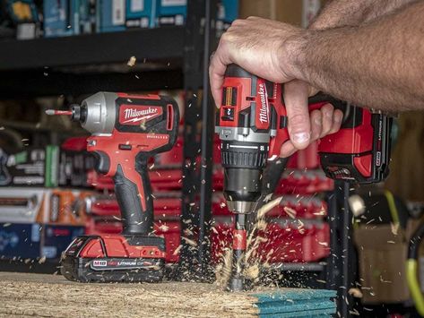 Milwaukee M18 Compact Brushless Combo Kit 2892-22CT Review  https://www.protoolreviews.com/tools/power/cordless/drills-drivers-cordless/milwaukee-compact-brushless-combo-kit-2892-22ct-review/46743/  #tools #powertools #MilwaukeeTool #ptrmil19 #drills #cordlessdrills #impactdrivers #cordlesstools Cordless Drill Reviews, Speed Drills, Milwaukee M18, Drill Set, Milwaukee Tools, Installing Cabinets, Cordless Tools, Impact Driver, Drill Driver