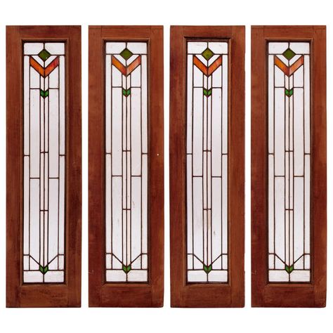 Set Of Four Art Deco Stained Glass Windows Door Art Bedroom, Art Deco Stained Glass, Tiffany Glass Art, Glass Art Design, Wine Glass Art, Stained Glass Window Panel, Glass Art Projects, Beach Glass Art, Tiffany Glass