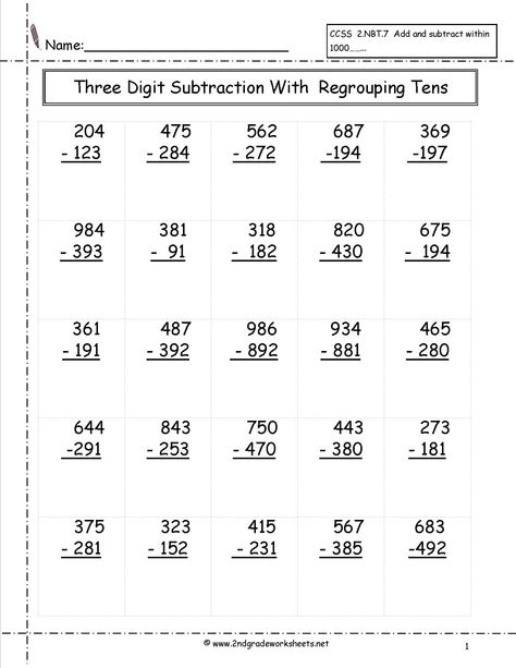 three digit subtraction with regrouping worksheet Subtraction With Regrouping Worksheets, Easy Math Worksheets, Third Grade Math Worksheets, Regrouping Subtraction, Math Fact Worksheets, Subtraction With Regrouping, Math Coloring Worksheets, Addition Words, Math Practice Worksheets