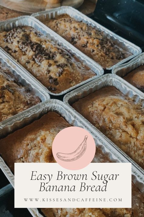 Large Batch Banana Bread Recipe, Sweet Banana Bread Recipe, Brown Sugar Banana Bread, Sweet Banana Bread, Pumpkin Banana Bread, Chewy Bread, Brown Sugar Recipes, Sugar Bread, Freezer Meal Planning