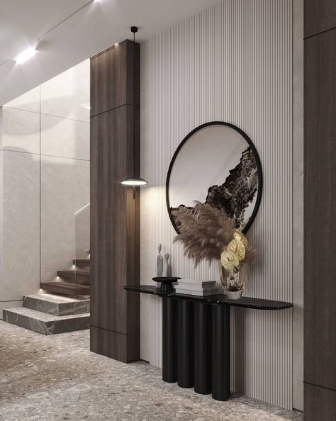 Entrance Hall Ideas Modern Luxury, Villa Entrance Design Interiors, Wall Niches, Niche Modern, Entrance Console, Foyer Wall, House Interior Decor Ideas, Console Table Decorating, Wall Niche