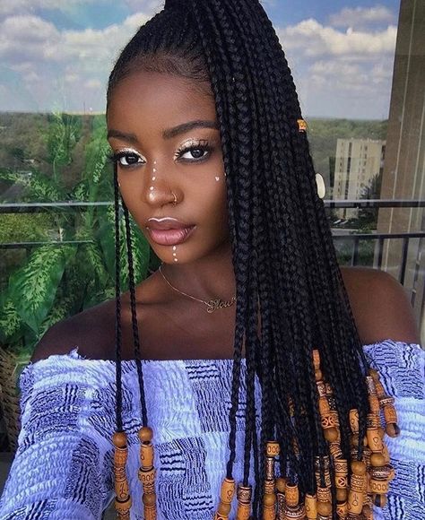 ✧･ﾟpinterest: @wnterflwer Braids With Wooden Beads, Trendy We Fryzurach, For Short Hair Hairstyles, For Medium Length Hair Hairstyles, Medium Length Hair Hairstyles, Long Box Braids, Short Hair Hairstyles, Braided Ponytail Hairstyles, Braids Locs