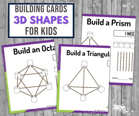 3D Shapes Building Cards Marshmallows And Toothpicks, Geometry Lessons, Physics Concepts, Basic Physics, Face Home, Math Vocabulary, Reasoning Skills, Homeschool Lesson, 3d Building