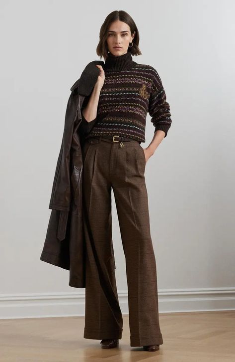 Women's Sweaters | Nordstrom Ralph Lauren Sweater Outfit, Fair Isle Pullover, Turtleneck Outfit, Fair Isles, Jumper Outfit, Fair Isle Sweater, Ralph Lauren Sweater, Wool Pants, Brown Sweater