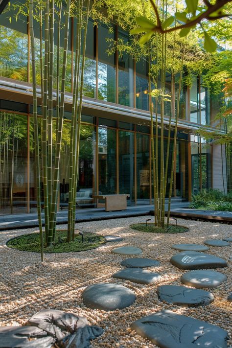 15 Tips for Designing Courtyard Gardens in Modern Japanese-Style Homes – Everyday Inspo Japanese Courtyard Garden, Modern Japanese Style, Japanese Garden Landscape, Outdoor Gathering Space, Courtyard Gardens, Urban Landscape Design, Bamboo Garden, Specimen Trees, Cozy Seating