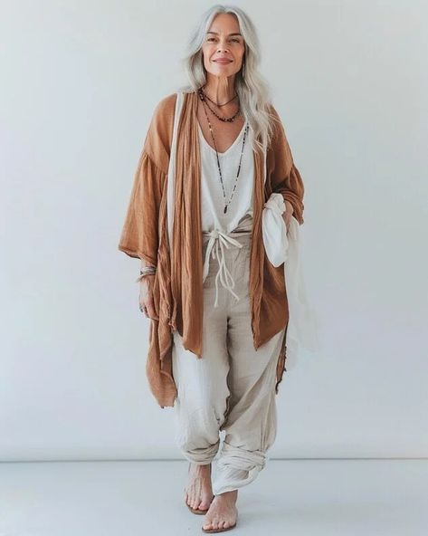 Boho Work Clothes Women, Grunge Outfits Over 50, Classy Boho Outfits, Boho Over 40 Fashion, Bohemian Work Outfit, Boho Over 50, Bohemian Outfits Women, Bohemian Outfits Winter, Boho Fashion Over 50