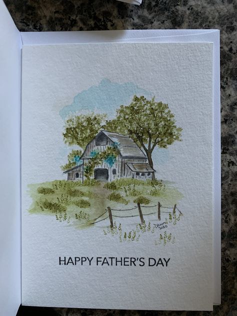 Watercolor Cards For Men, Hand Painted Fathers Day Cards, Art Impressions Watercolor Cards, Art Impressions Watercolor, Happy Father’s Day Card Drawings, Diy Father’s Day Card Watercolor, Father’s Day Watercolor Painting, Watercolour Father’s Day Card, Father's Day Painting