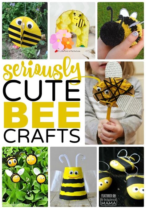 15 Seriously Cute Kids Crafts – Featuring Bees Bumble Bee Craft, Bee Crafts For Kids, Bee Mine Valentine, Insect Crafts, Bug Crafts, Preschool Class, Summer Crafts For Kids, Bee Crafts