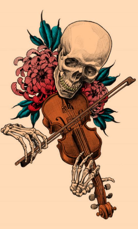 Violin Tattoo, Skull Rose Tattoos, Skull Sketch, Explore Tattoo, Skulls Drawing, Cool Small Tattoos, Skull Tattoo Design, Skull Artwork, Skeleton Art