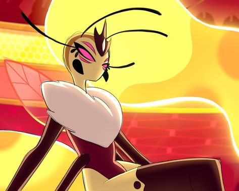 Queen Oc Art, Cheap Wishlist, Hazbin Hotel Redesign, Bee Oc, Queen Bees Art, Boss Wallpaper, Bee Art, Pony Drawing, Beautiful Dark Art