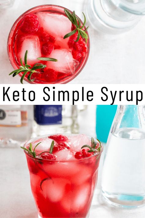 Throw together homemade Keto Simple Syrup in minutes! It’s a must-have when drinking low carb cocktails and drinks. Plus, you only need 2 easy ingredients! It’s sugar free, keto-friendly, low carb, grain-free, and gluten-free. Wawa Recipes, Keto Simple Syrup, Keto Substitutes, Thm Smoothies, Keto Condiments, Keto Alcohol, Keto Simple, Low Sugar Drinks, Thm Drinks