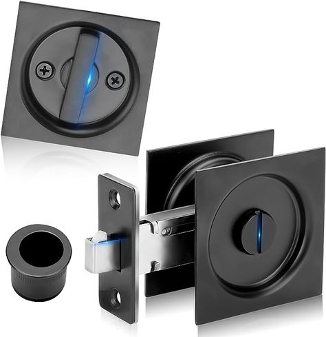 Dontay Pocket Door Privacy Lock and Pull, Stainless Steel Contemporary Pocket Door Latch Knob, Flush Door Handles, Privacy (Bed/Bath) Latch, 2-3/8" Backset, Sliding Barn Hardware (Matte Black, Square) - Amazon.com Pocket Door Latch, Door Privacy, Privacy Bed, Flush Door, Privacy Lock, Flush Doors, Pocket Door, Door Latch, Pocket Doors