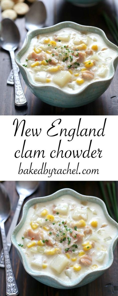 Clam And Corn Chowder Recipe, Slow Cooker Clam Chowder, New England Clam Chowder, Corn Chowder Recipe, Chowder Soup, Seafood Chowder, Chowder Recipe, Clam Recipes, Clam Chowder