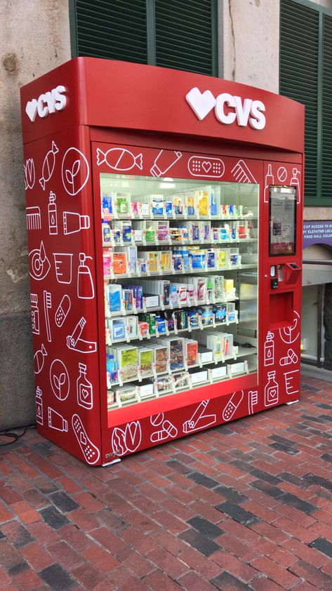 Pharmacy Vending Machine, Vending Machine Branding, Unique Vending Machine, Vending Machine Store, Vending Machine Design Ideas, Unique Vending Machine Ideas, Cool Vending Machine Ideas, Vending Machine Aesthetic, Vending Machine Ideas