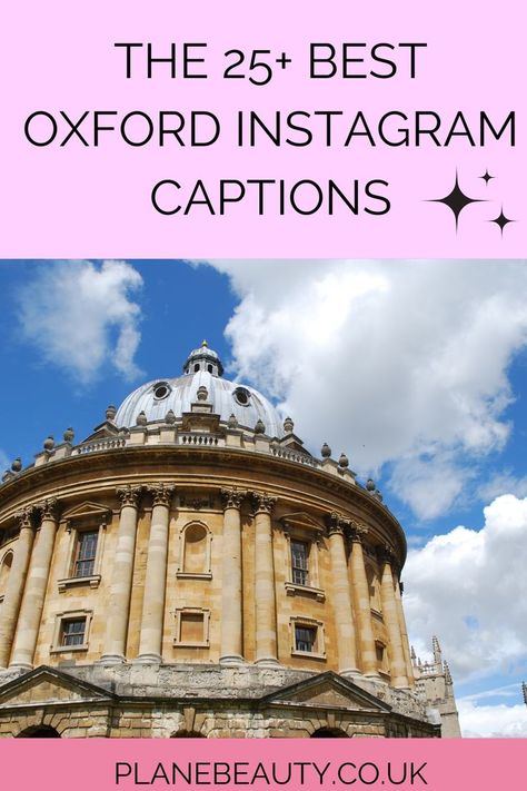 Instagram Captions For University, Oxford Quotes, Graduation Caption Ideas, Oxford University England, University Quote, Oxford Library, Oxford London, Oxford Student, Vacation Captions