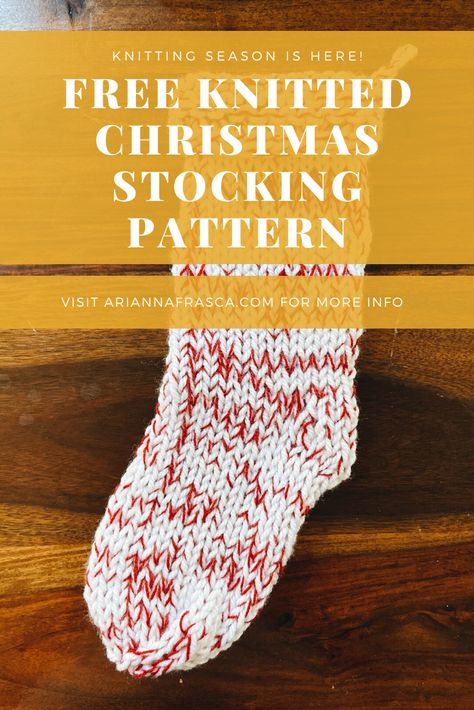 Make your own stockings this year with this free Christmas stocking pattern. A great beginning knitting project and they turn out so beautiful! Knitting Christmas Stockings Pattern, Knitted Christmas Stocking Patterns Free Easy, Knit Stocking Pattern Free, Knitted Christmas Stocking Patterns Free, Beginning Knitting, Easy Christmas Stockings, Christmas Stocking Pattern Free, Knitted Christmas Stocking Patterns, Stocking Pattern Free