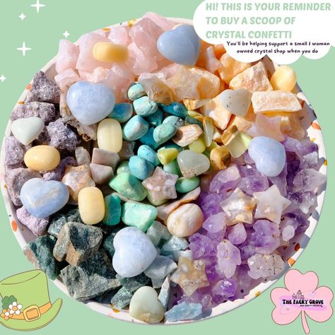 Hi 👋🏻 this is your friendly reminder to buy a scoop of crystal confetti 💕☘️🫶 #crystal #crystals #crystalconfetti #confetti #confettiscoop #lucky #luckygirl #luckycharms #stpatricksday Crystal Confetti, Friendly Reminder, Lucky Girl, St Patrick’s Day, Confetti, Jade, Crystals, On Instagram, Quick Saves