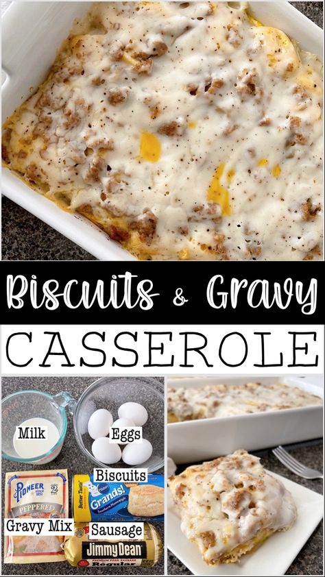 Get ready for a flavorful and comforting breakfast favorite in casserole form! This easy biscuits and gravy casserole recipe is taking TikTok by storm and it’s no wonder why. With just a few ingredients and minimal prep time, you can have a hearty casserole ready to go in the oven. A classic combination of biscuits, ground sausage, and creamy white gravy come together to make the perfect comfort food that’s sure to please. Try out this viral recipe today! Easy Biscuits And Gravy, Easy Biscuits, Gravy Casserole, Biscuits And Gravy Casserole, Best Breakfast Casserole, Breakfast Casserole Easy, Biscuits And Gravy, Sausage Gravy, Viral Tiktok