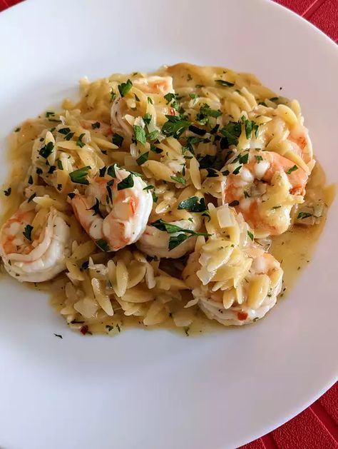 One Pot Shrimp And Orzo, Shrimp Orzo Recipes, Shrimp Scampi With Orzo, Valerie's Home Cooking Recipes, Shrimp And Orzo, Birthday Dinner Recipes, Shrimp Orzo, Creamy Orzo, Shrimp Scampi Pasta