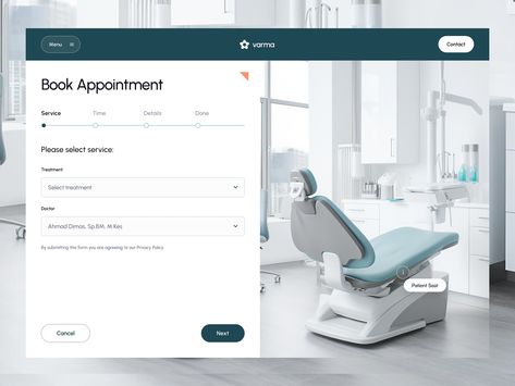 Varma - Booking Appointment Page by Nija Works on Dribbble Book An Appointment Web Design, User Flow Diagram, Outdoor Space Design, Custom Furniture Design, Book Appointment, Web Ui Design, Concept Development, Education Design, Book An Appointment