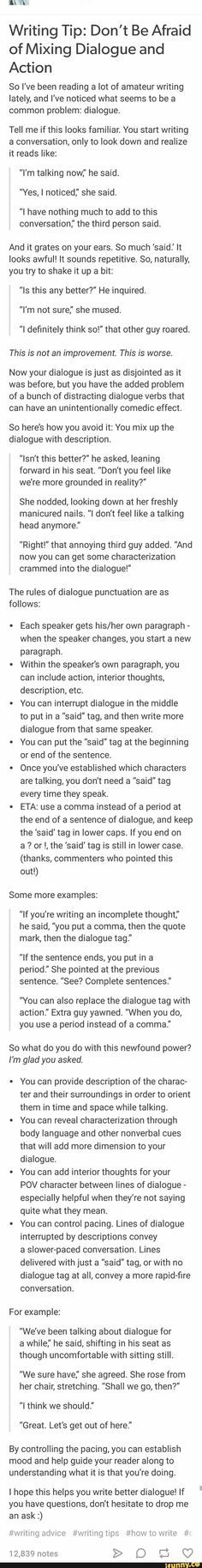 Writing Tips Dialogue, How To Mix, Book Writing Tips, Creative Writing, Writing Tips, Writing A Book, Funny Texts, Writers, Texts