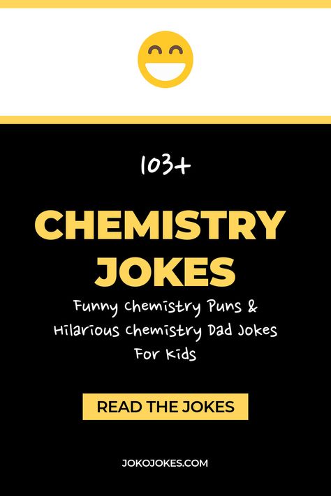 Here are the 103 funny chemistry jokes. These chemistry jokes science humor, chemistry jokes science humor funny, chemistry jokes flirty, chemistry jokes science humor biology, chemistry jokes science humor periodic table will make you laugh out loud with kids and adults. Cute chemistry one liners and quotes to tell your friends for a funny humor night. Funny Science Jokes Chemistry, Chemistry Jokes Flirty, Chemistry Quotes Science, Funny Chemistry Jokes, Chemist Jokes, Jokes Flirty, Organic Chemistry Jokes, Funny Chemistry Quotes, Science Humor Biology